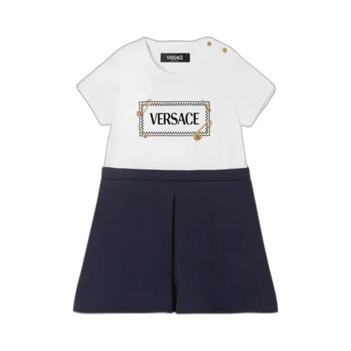 Logo Plaque Cotton Dress