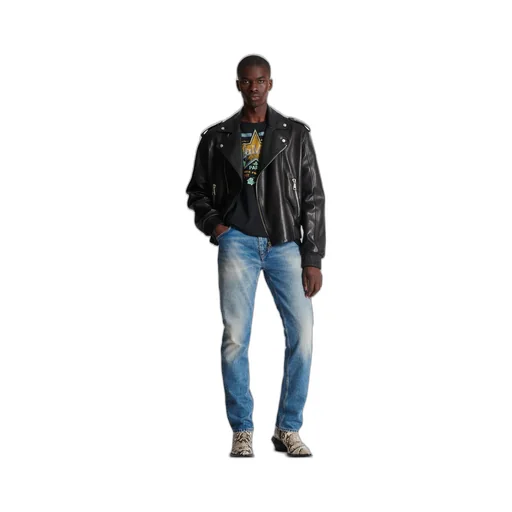 Vintage Effect Mid Rise Jeans