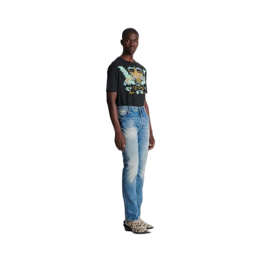 Vintage Effect Mid Rise Jeans