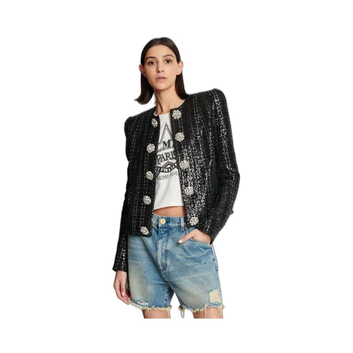 Tweed Sequin Embellished Jacket