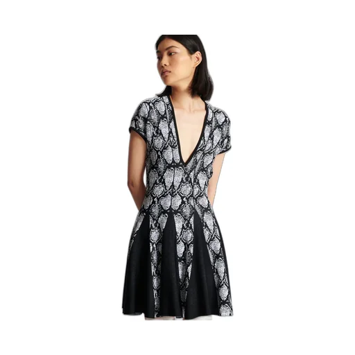 Snakeskin Jacquard Dress