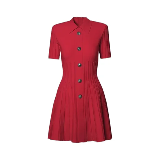 Ribbed-Knit Flared Minidress