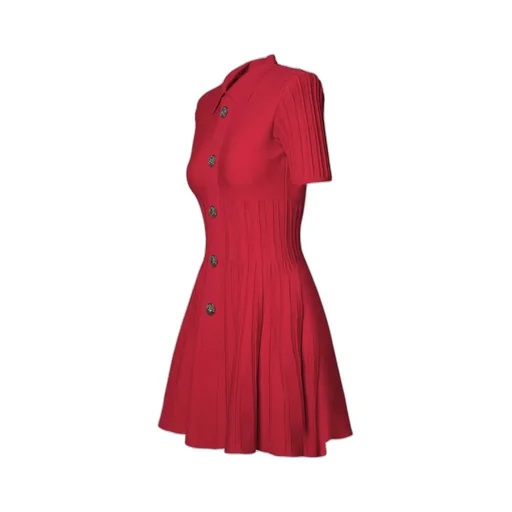 Ribbed-Knit Flared Minidress