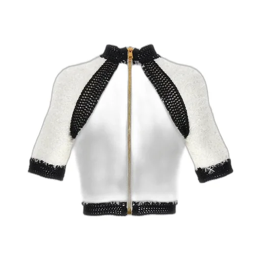 Button-Embellished Tweed Crop Top