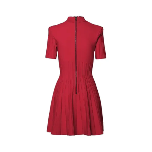 Ribbed-Knit Flared Minidress