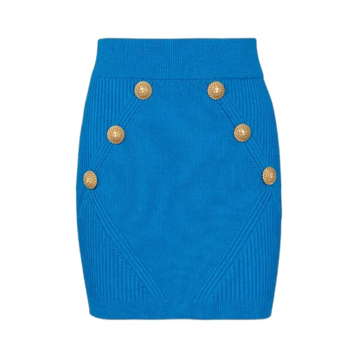 Button Detailed Mini Knitted Skirt