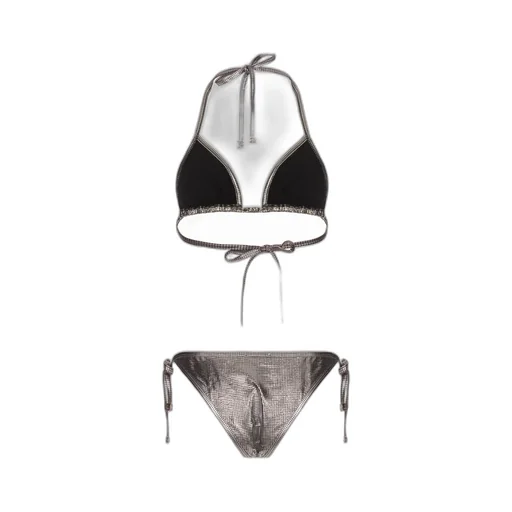 Metallic-Effect Halterneck Two-Piece Bikini Set