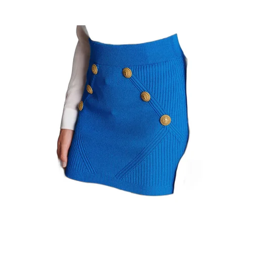 Button Detailed Mini Knitted Skirt
