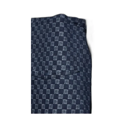 Monogram Jacquard Curved Hem Denim Shirt