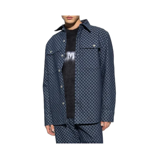 Monogram Jacquard Curved Hem Denim Shirt