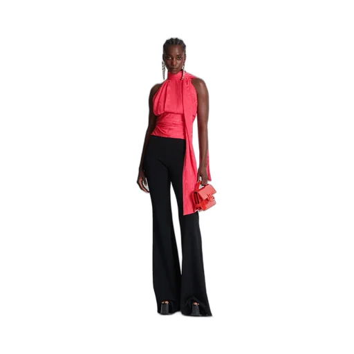 Sleeveless Top With Draped Collar
