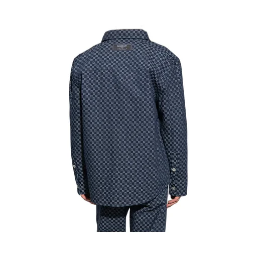 Monogram Jacquard Curved Hem Denim Shirt
