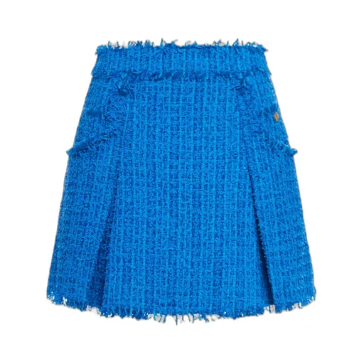 Pleated Tweed Miniskirt