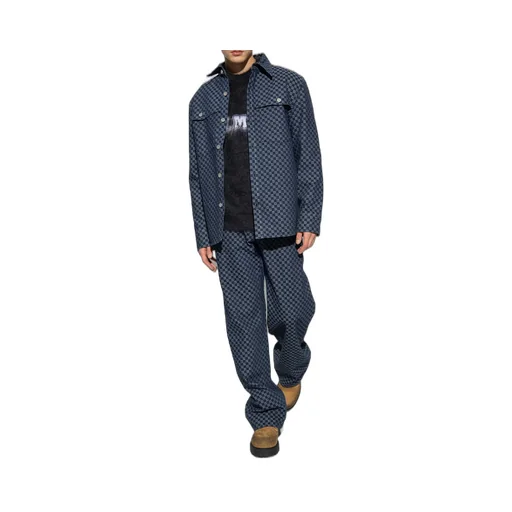 Monogram Jacquard Curved Hem Denim Shirt