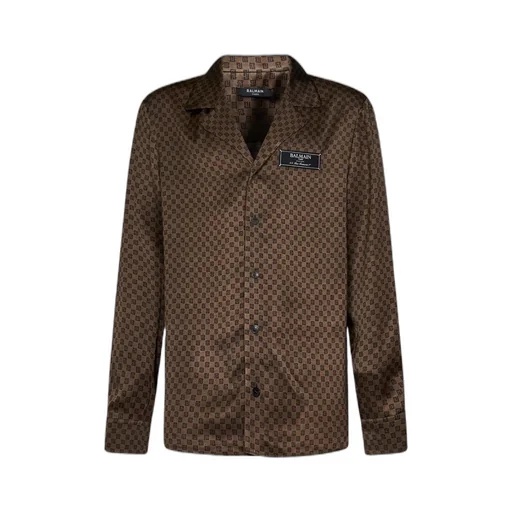Monogram-Print Satin Shirt