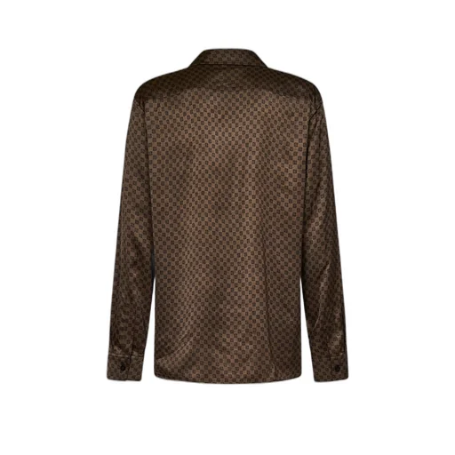 Monogram-Print Satin Shirt