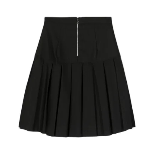 Button-Detail Pleated Skirt