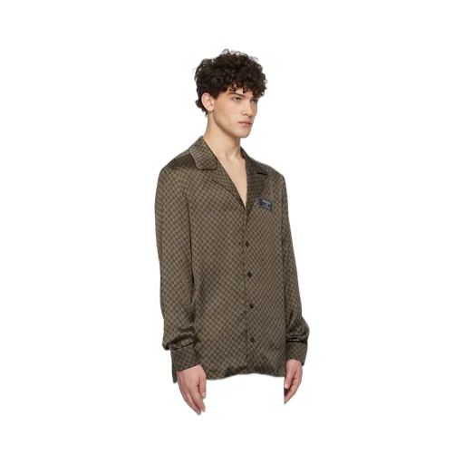Monogram-Print Satin Shirt