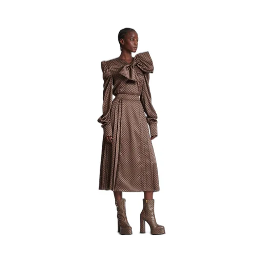 Mini Monogram Pleated Midi Skirt