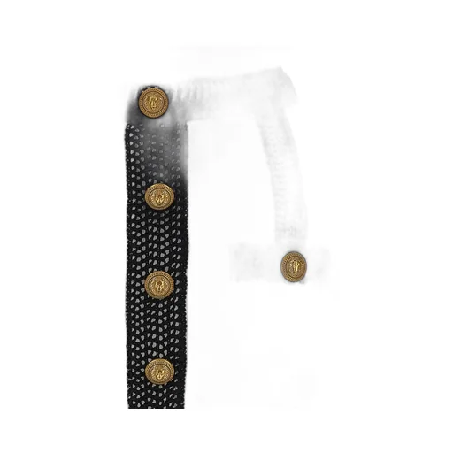 Button Embellished Tweed Mini Skirt