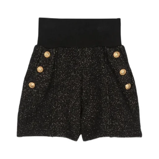 Button-Detailed Elasticated-Waistband Shorts