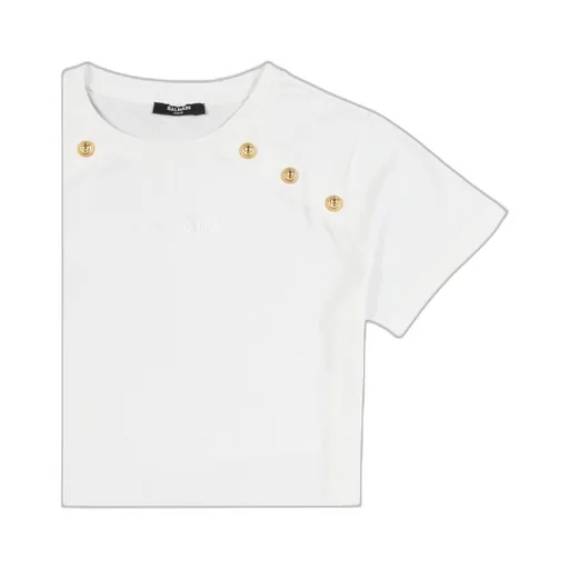 Button Embellished Crewneck T-Shirt