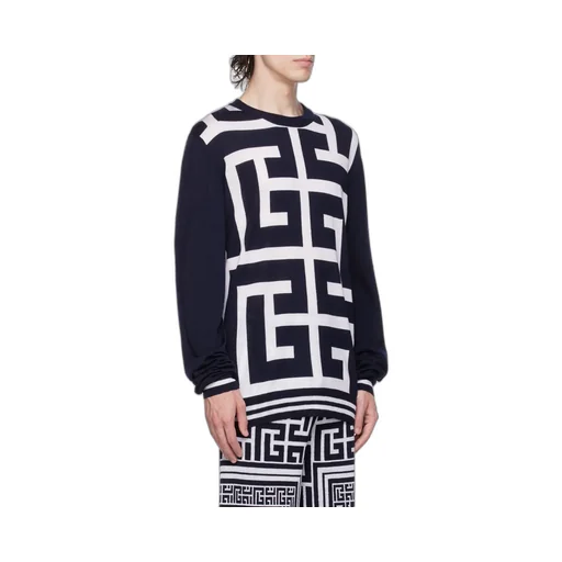 Monogram-Print Merino Wool Jumper