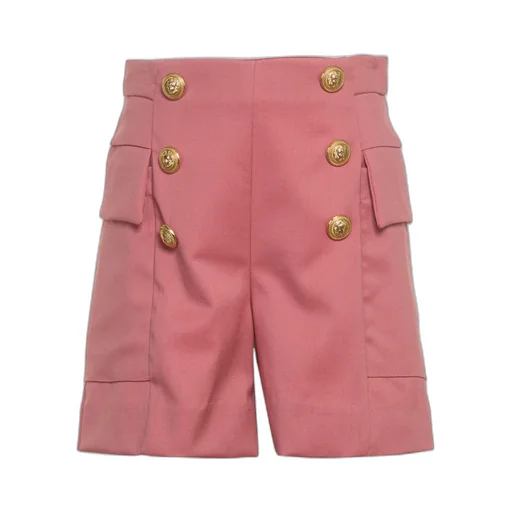 Button Embellished Rear Zipped Shorts