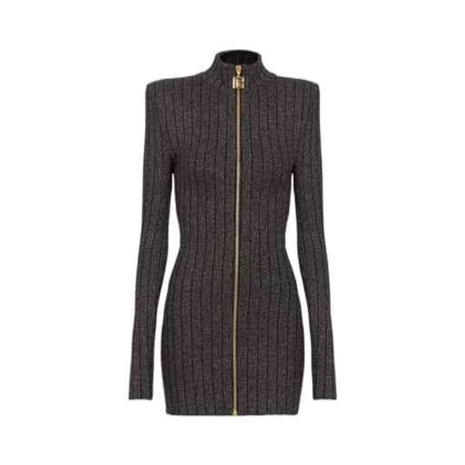 Front Zipped Long-Sleeved Dress