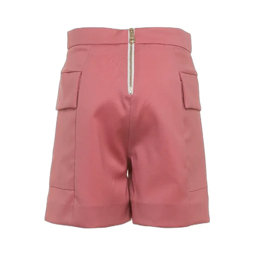 Button Embellished Rear Zipped Shorts