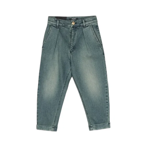 Logo-Patch Pleat-Detailed Jeans
