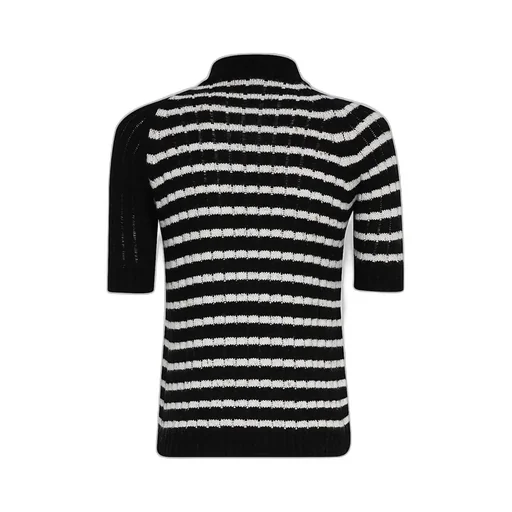 Striped Short-Sleeved Knitted Top