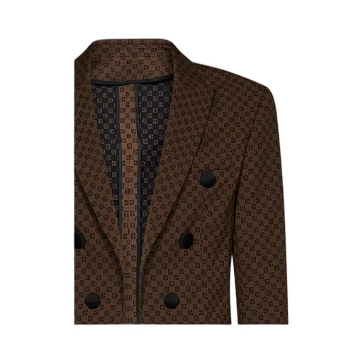Monogram-Jacquard Double-Breasted Blazer