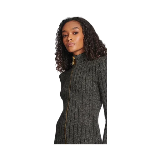 Front Zipped Long-Sleeved Dress