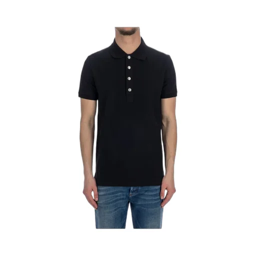 Monogram-Pattern Piqué Short-Sleeved Polo Shirt