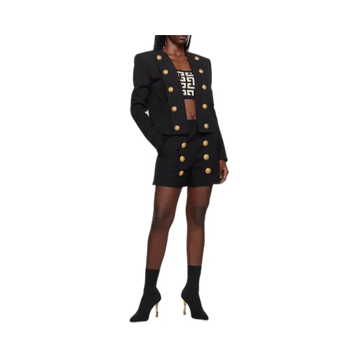 Button Embellished Collarless Jacket