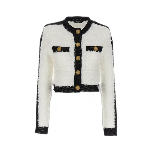 Buttoned Cropped Tweed Jacket