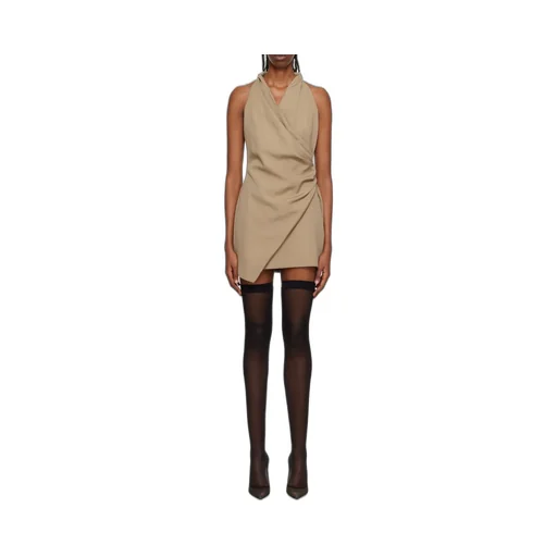 V-Neck Draped Mini Dress