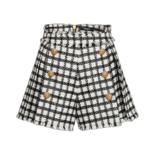 Checked Tweed Shorts