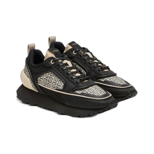 Racer Monogrammed Nylon And Leather Trainers