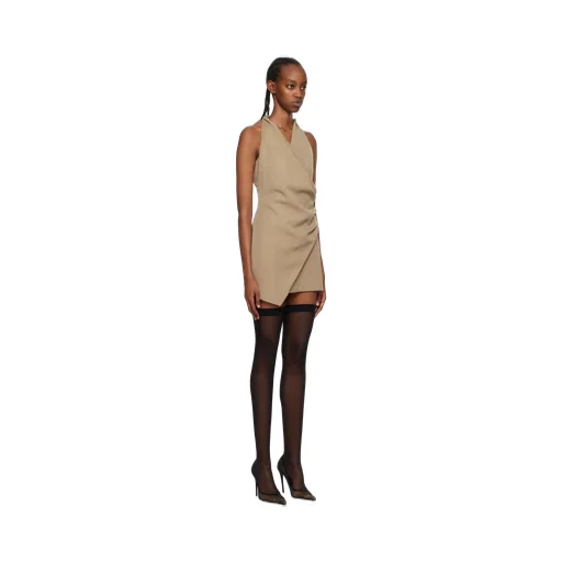 V-Neck Draped Mini Dress