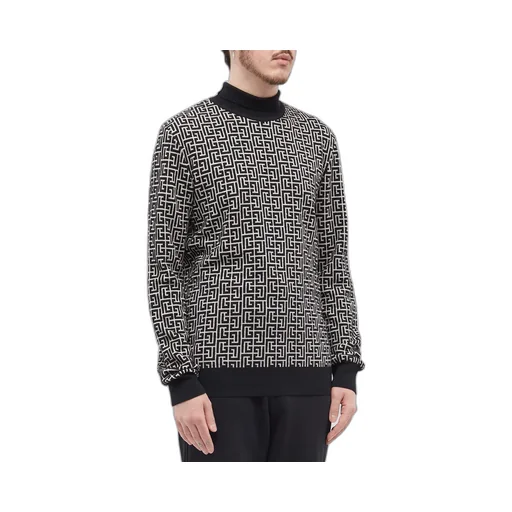 Monogram-Intarsia Knitted Roll-Neck Jumper