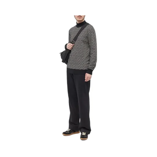 Monogram-Intarsia Knitted Roll-Neck Jumper