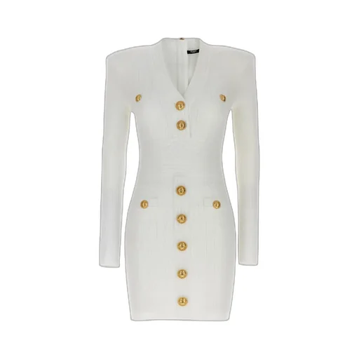 Button Embellished Fine Knit Dress