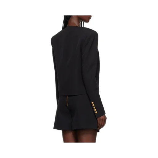 Button Embellished Collarless Jacket