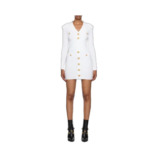 Button Embellished Fine Knit Dress
