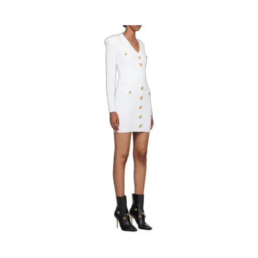 Button Embellished Fine Knit Dress