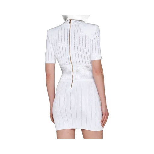 Logo Button Embellished Knitted Dress