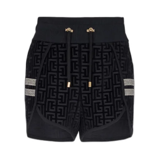 Monogrammed Velvet Shorts
