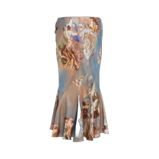 Baroque Print Silk Midi Skirt